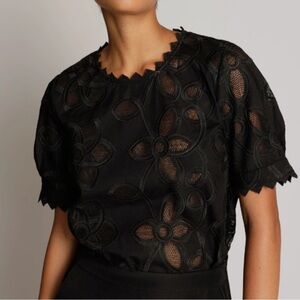 Munthe Black Floral Lace Blouse sz 36 6us